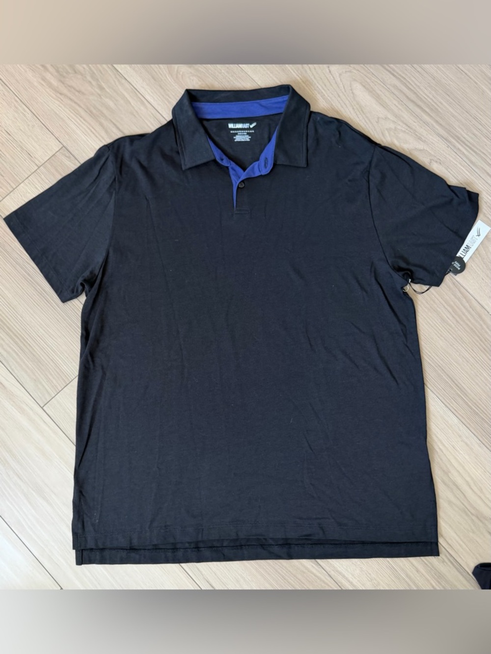 NWT William Rast Men’s Black Polo Shirt with Blue Trim Pima Cotton XL